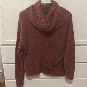 Cozy Brown Cowl Neck Sweater
